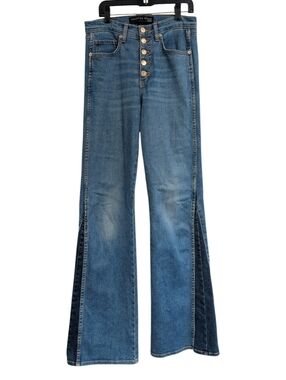 Veronica Beard Two Tone Kiley Wide Leg High Rise Jeans